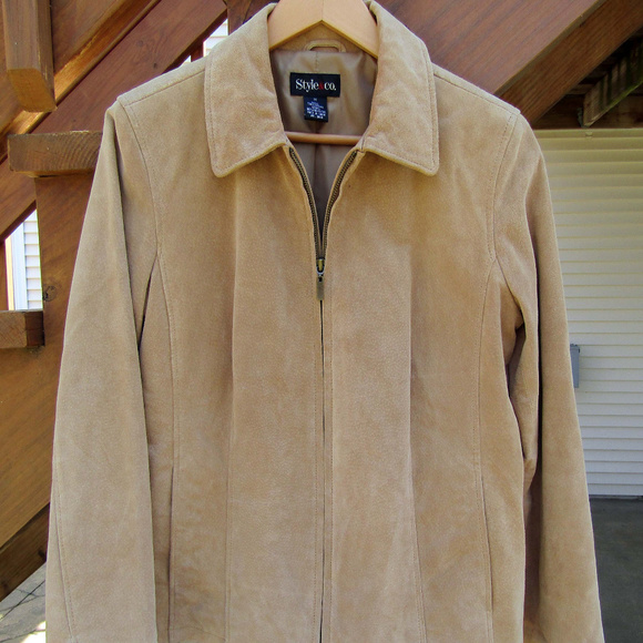 Style & Co. Jackets & Blazers - 100% Suede Leather Jacket Womens Med Soft Lined